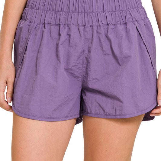 Windbreaker Smocked Waistband Running Shorts