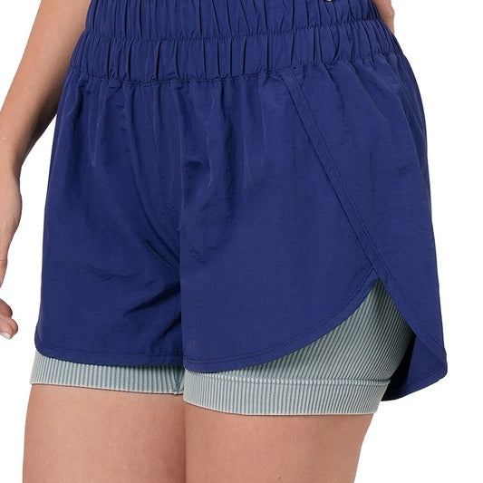 Windbreaker Smocked Waistband Running Shorts