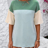 Color Block Round Neck Half Sleeve T-Shirt