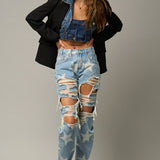 Star Print Slouch Jeans
