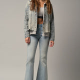 Elastic Banded Wide Flare Jeans