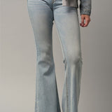 Elastic Banded Wide Flare Jeans