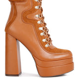 Beamer Faux Leather High Heeled Ankle Boots