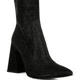 Hustlers Shimmer Block Heeled Ankle Boots
