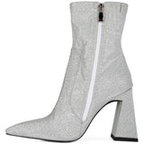 Hustlers Shimmer Block Heeled Ankle Boots