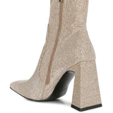 Hustlers Shimmer Block Heeled Ankle Boots