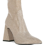 Hustlers Shimmer Block Heeled Ankle Boots