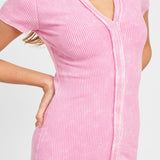 Exposed Seam Collared Mini Dress