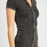 Exposed Seam Collared Mini Dress