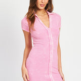 Exposed Seam Collared Mini Dress