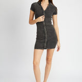 Exposed Seam Collared Mini Dress