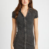 Exposed Seam Collared Mini Dress