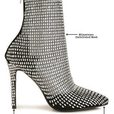 Fortunate Rhinestones Embellished Mesh Boots