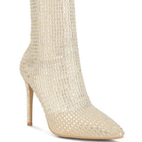 Fortunate Rhinestones Embellished Mesh Boots