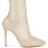 Fortunate Rhinestones Embellished Mesh Boots
