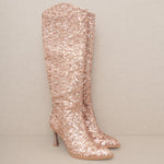 Jewel Rose Gold - Knee High Sequin Boots