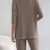 Ribbed V-Neck Top and Shorts Set