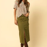 COLOR CARGO MIDI SKIRT