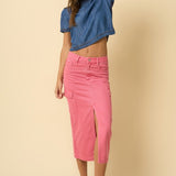 COLOR CARGO MIDI SKIRT