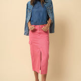 COLOR CARGO MIDI SKIRT