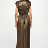 Made in USA Sleeveless Metallic Maxi Dress