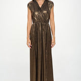 Made in USA Sleeveless Metallic Maxi Dress