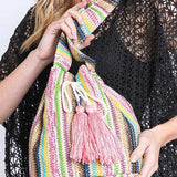 Boho Stripe Bucket Swing Bag