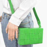 Weaved Textured Box Crossbody Bag
