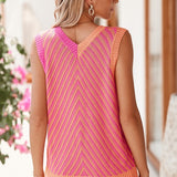 Pink Abstract Stripe Chevron knit sleeveless top