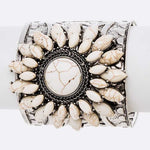 Genuine Stone Engraved Cuff Bangle