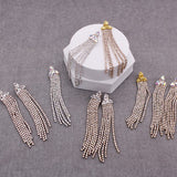 Rhinestone Triangle with Tassel Drop Earrings
