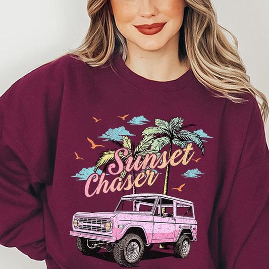 Sunset Chaser Bronco Graphic Fleece Sweatshirts