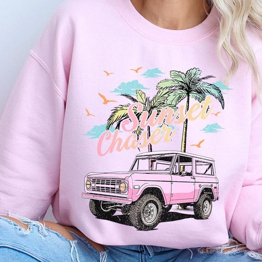 Sunset Chaser Bronco Graphic Fleece Sweatshirts
