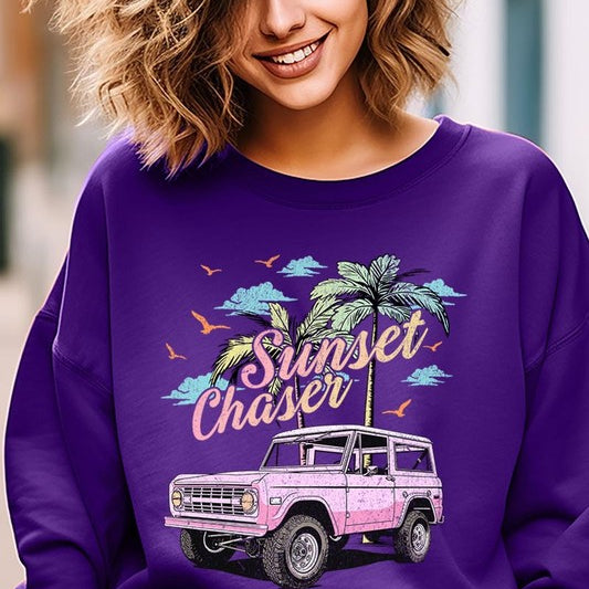 Sunset Chaser Bronco Graphic Fleece Sweatshirts