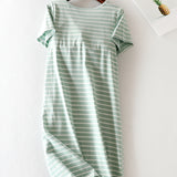Striped Round Neck Short Sleeve Dress