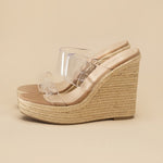 Clear Double Strap Wedges with woven bottom