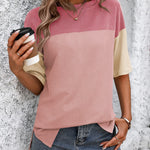 Color Block Round Neck Half Sleeve T-Shirt
