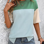 Color Block Round Neck Half Sleeve T-Shirt