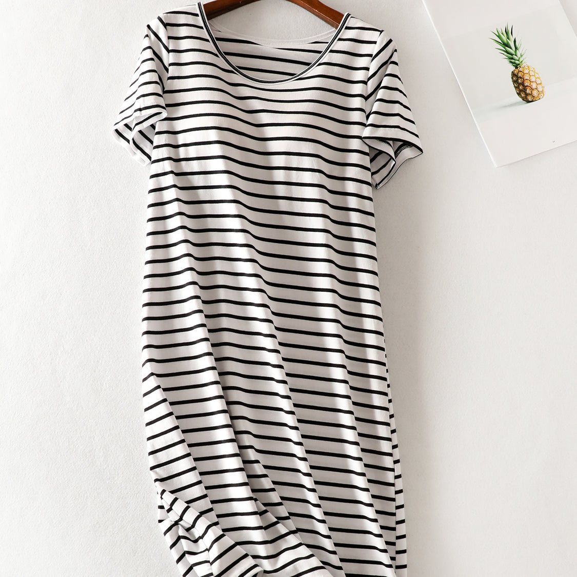 Striped Round Neck Short Sleeve Dress