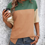 Color Block Round Neck Half Sleeve T-Shirt