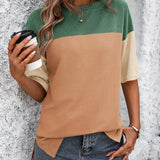 Color Block Round Neck Half Sleeve T-Shirt