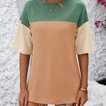 Color Block Round Neck Half Sleeve T-Shirt