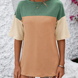 Color Block Round Neck Half Sleeve T-Shirt