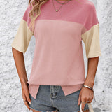 Color Block Round Neck Half Sleeve T-Shirt