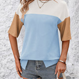 Color Block Round Neck Half Sleeve T-Shirt