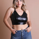Faux Leather Longline Bralette Plus Size