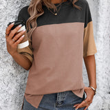Color Block Round Neck Half Sleeve T-Shirt