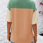 Color Block Round Neck Half Sleeve T-Shirt