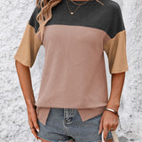 Color Block Round Neck Half Sleeve T-Shirt