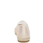 Women’s mesh espadrille slip-on shoes with natural jute sole and canvas toe cap, shown in ivory white.